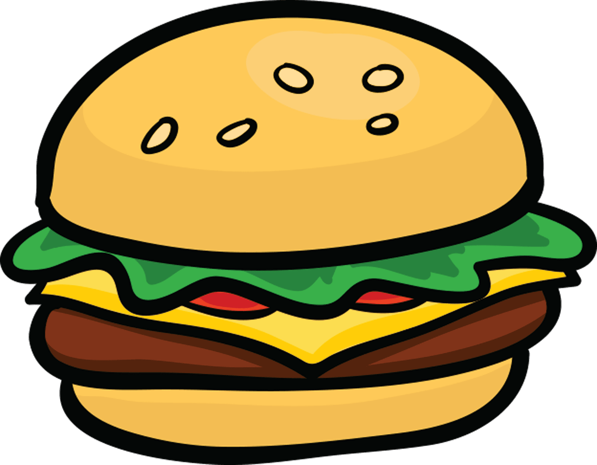Cartoon Style Classic Hamburger PNG