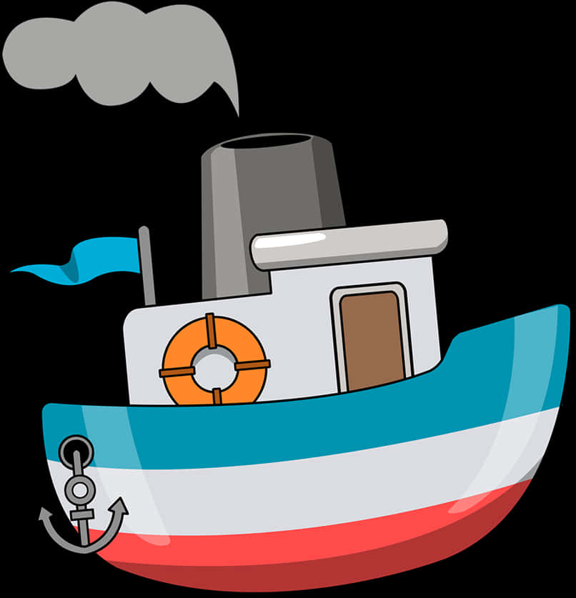 Cartoon Style Colorful Boat Illustration PNG