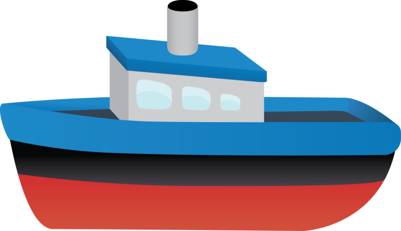 Cartoon Style Colorful Tugboat PNG