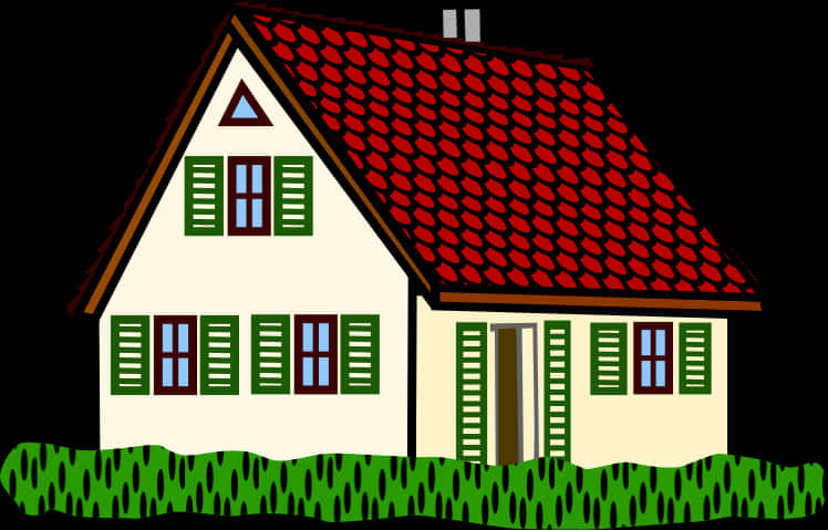 Cartoon Style Cottage Illustration PNG