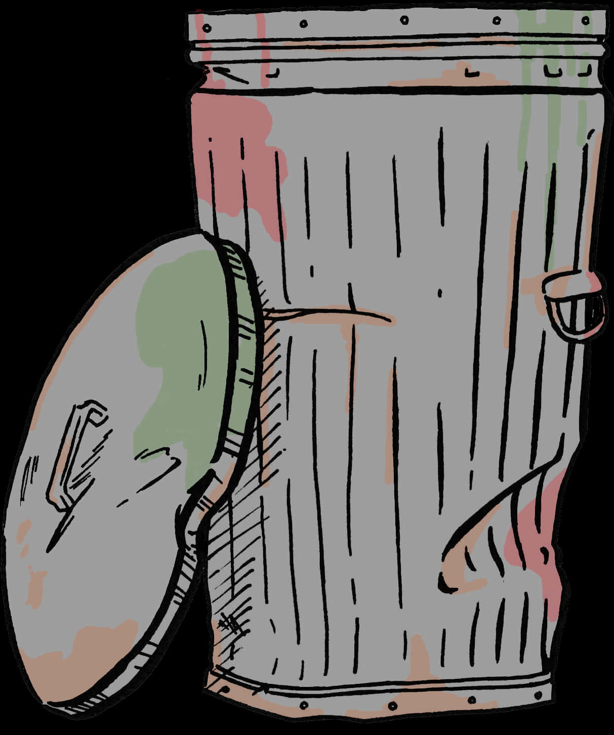 Cartoon Style Dirty Trash Can PNG