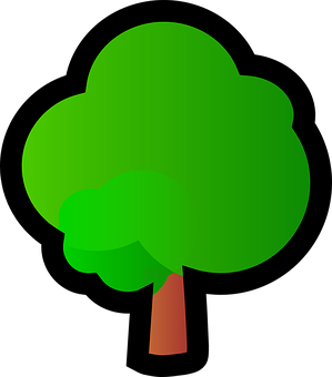 Cartoon Style Green Tree Graphic PNG