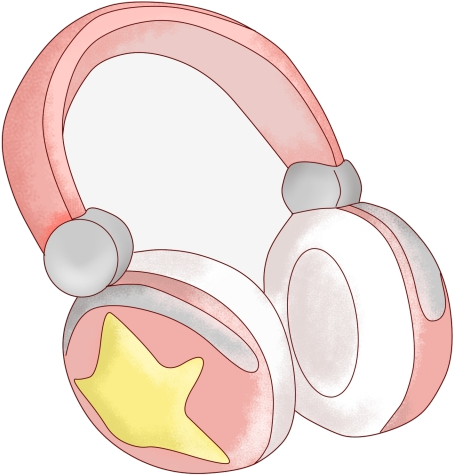 Cartoon Style Pink Headphoneswith Star PNG