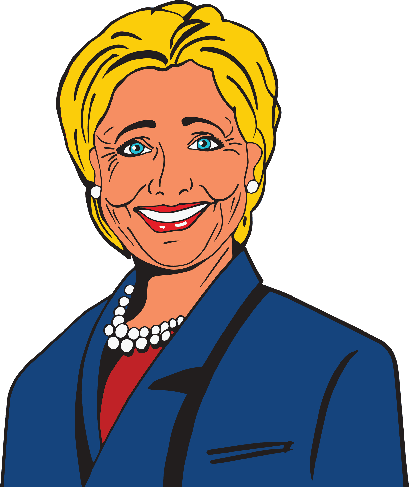 Cartoon Style Portraitofa Womanin Blue Suit PNG