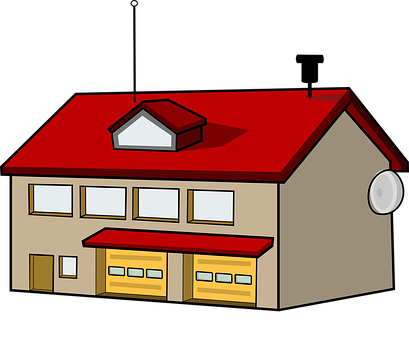 Cartoon Style Red Roof House PNG