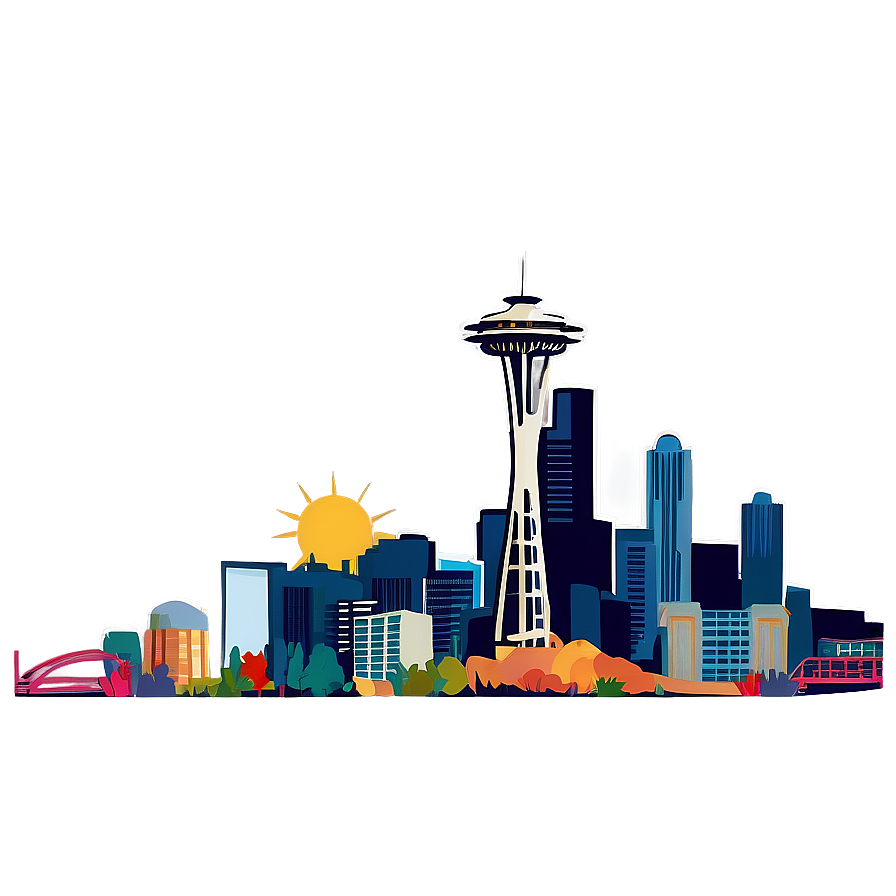 Cartoon Style Seattle Skyline Png Ieo PNG