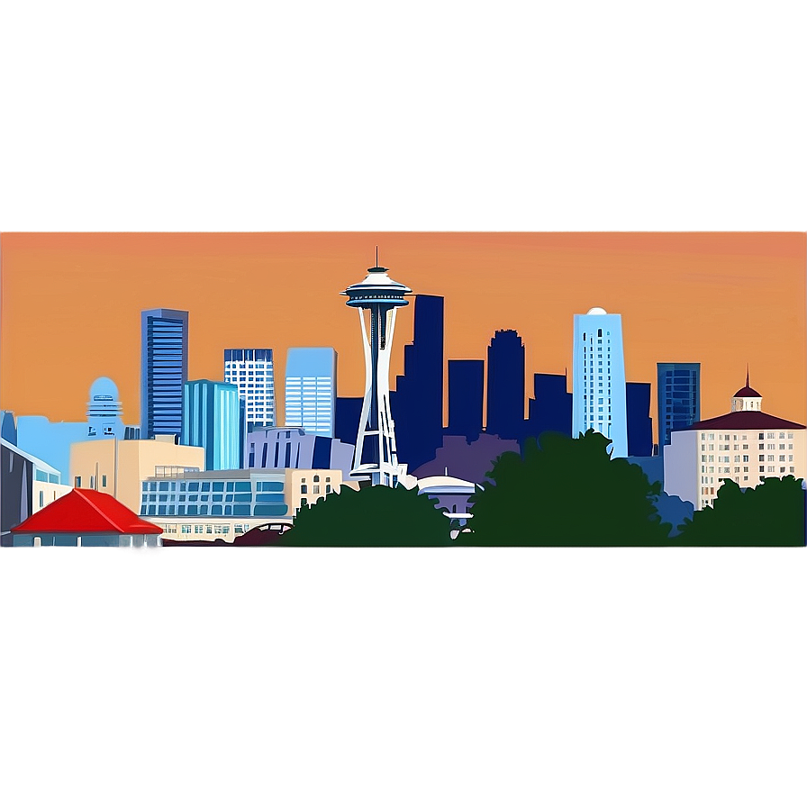Cartoon Style Seattle Skyline Png Vld78 PNG