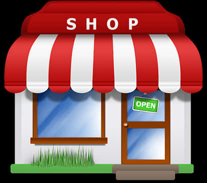 Cartoon Style Shop Front Icon PNG