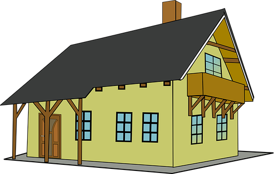 Cartoon Style Yellow House PNG