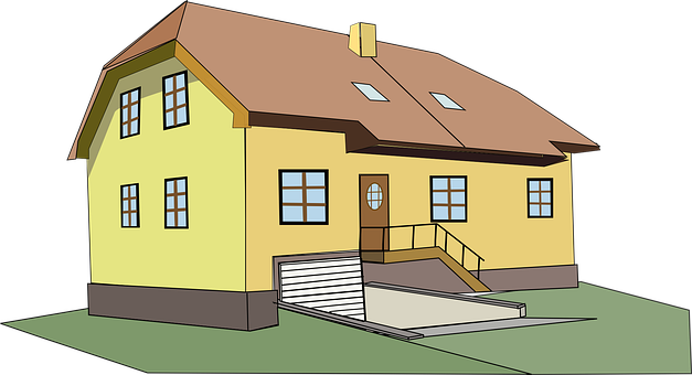 Cartoon Style Yellow House PNG