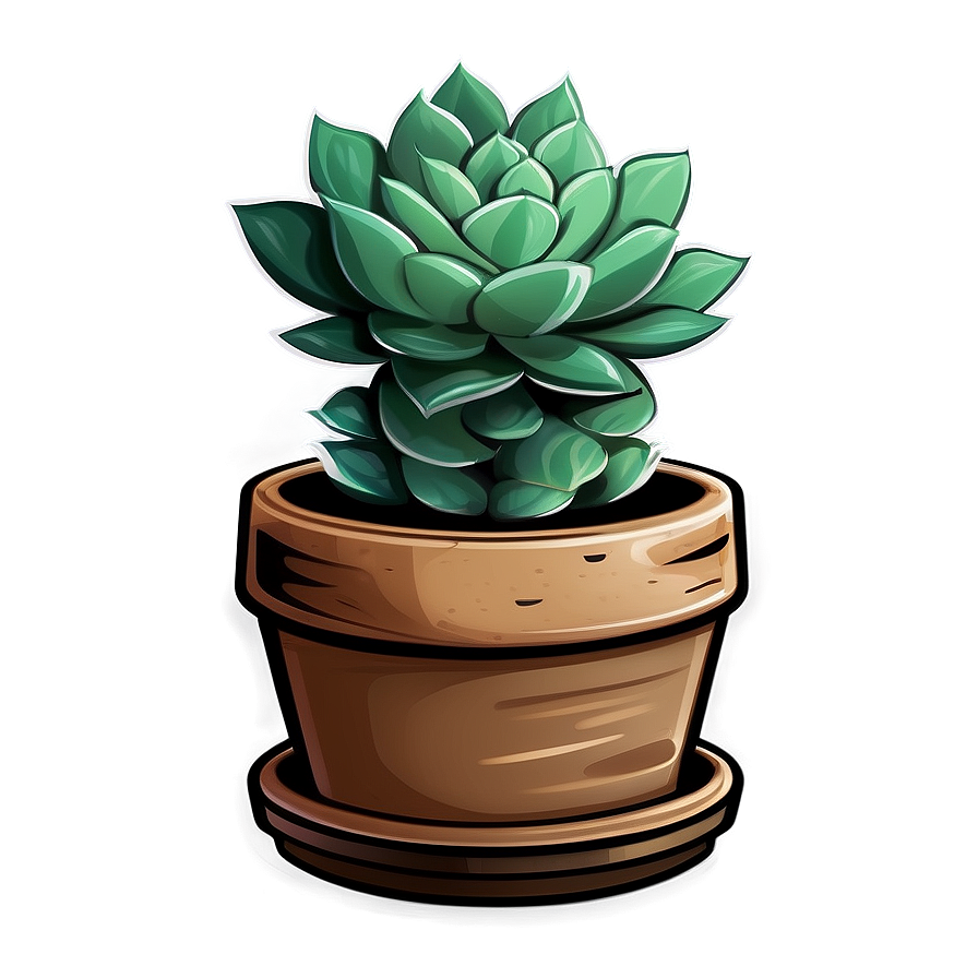 Download Cartoon Succulent Png Pbn | Wallpapers.com