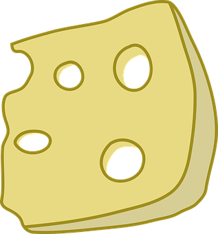 Cartoon Swiss Cheese Wedge PNG