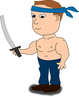 Cartoon Sword Wielding Character PNG