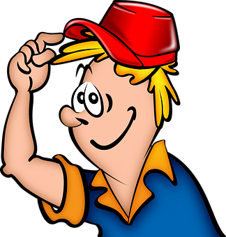 Cartoon Teenager Tipping Hat PNG