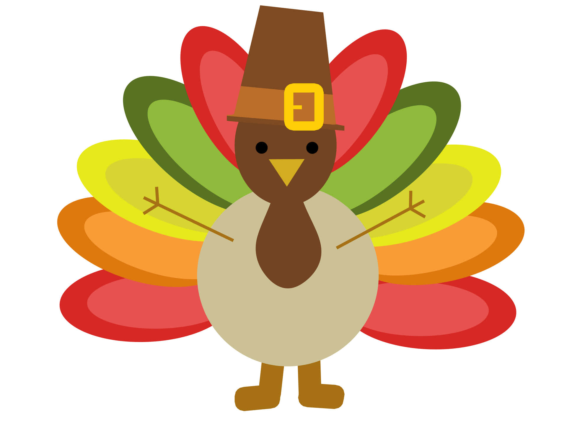 Cartoon Thanksgiving Turkey With Colorful Feathers Wallpaper