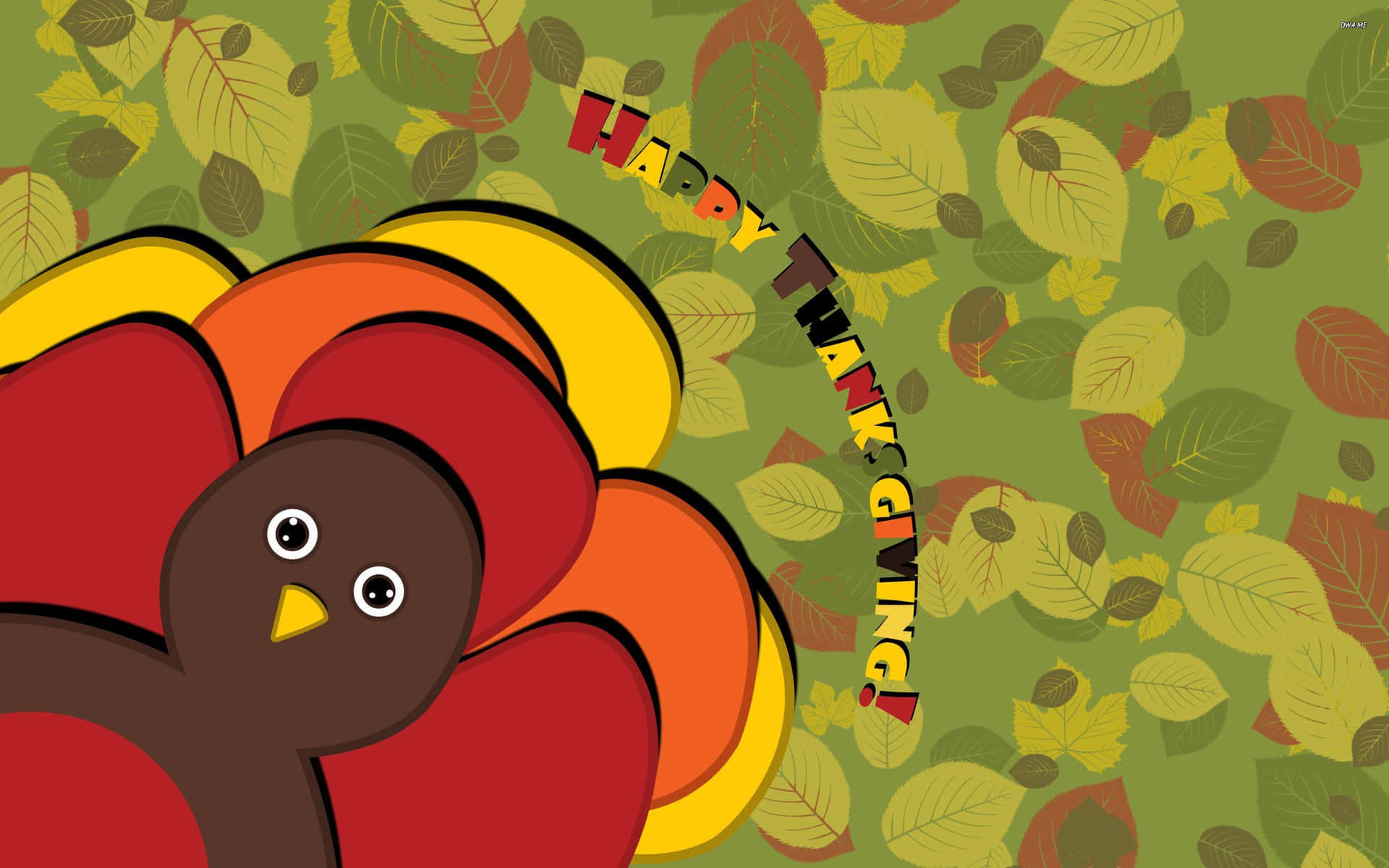 Cartoon Thanksgiving Turkey With A Greeting Wallpaper
