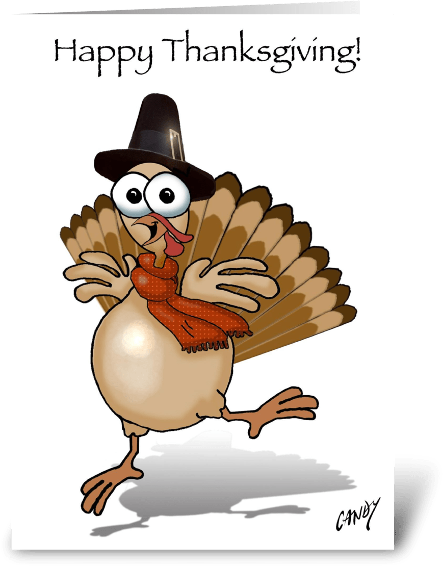 Cartoon Thanksgiving Turkey Greeting PNG