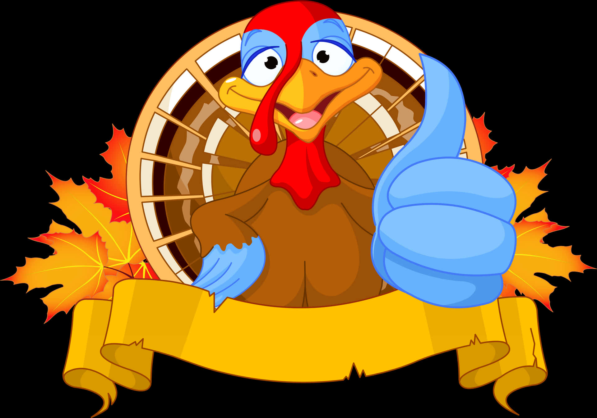 Cartoon Thanksgiving Turkey Thumbs Up PNG