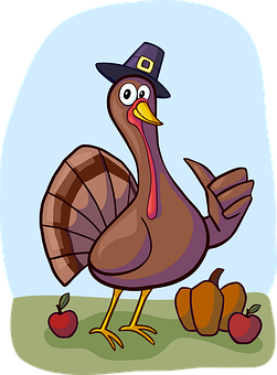 Cartoon Thanksgiving Turkeywith Hat PNG