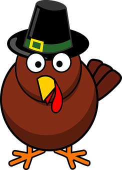 Cartoon Thanksgiving Turkeywith Pilgrim Hat PNG