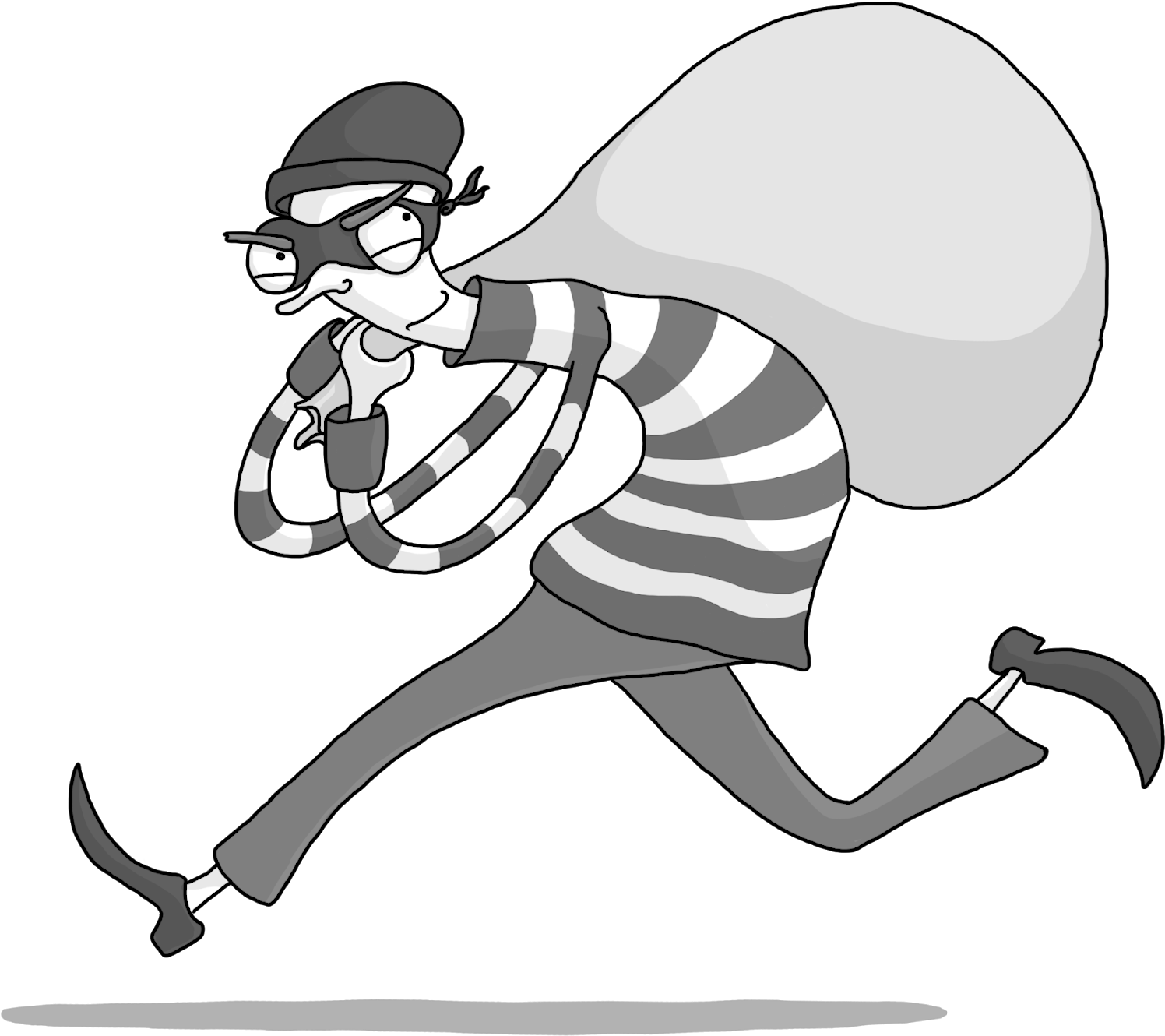 Cartoon Thief Sneaking With Loot.png PNG