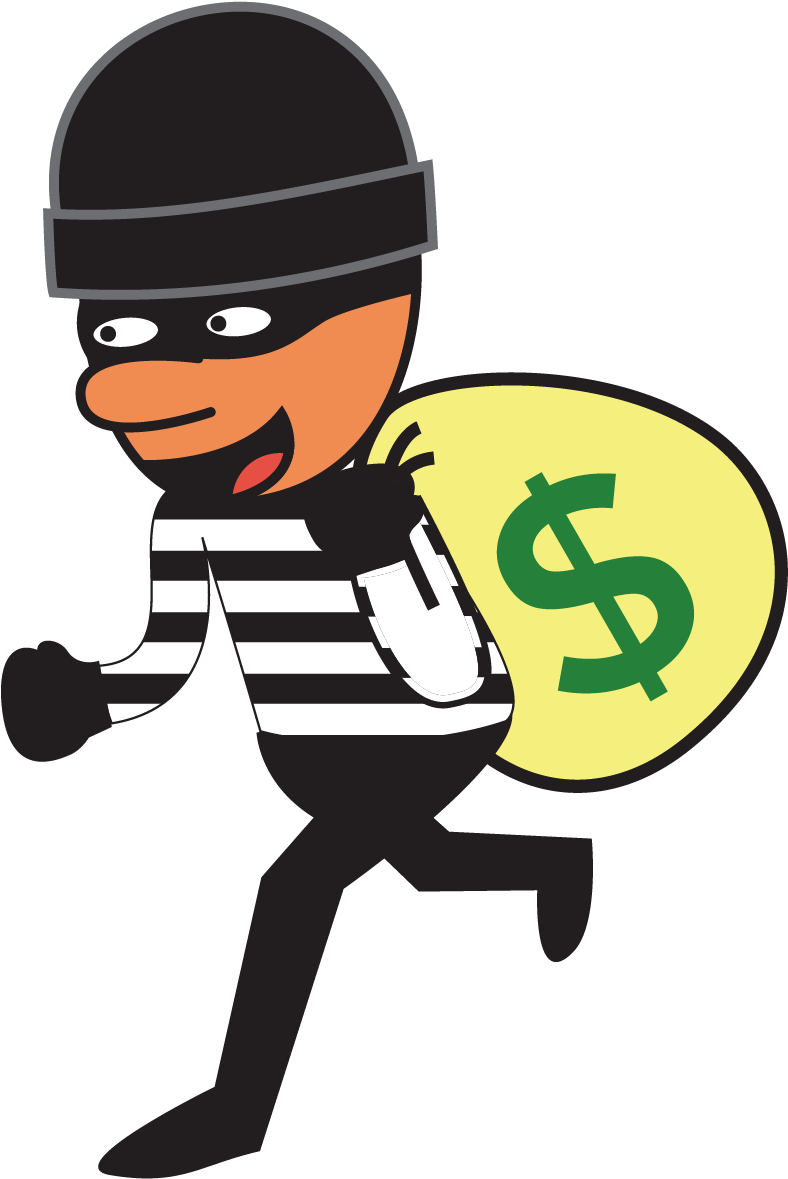 Cartoon Thief Stealing Money Bag PNG