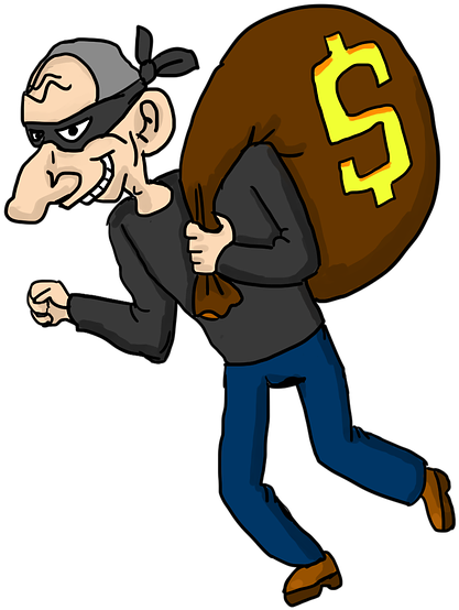 Cartoon Thief With Money Bag PNG