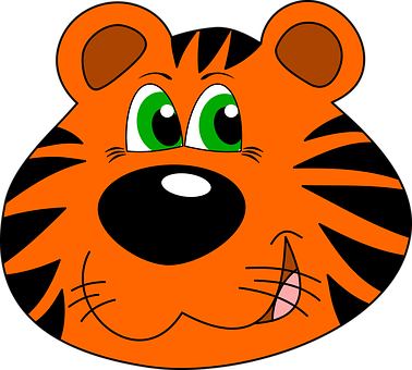 Cartoon Tiger Face Graphic PNG