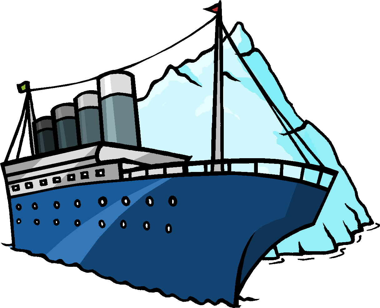 Cartoon Titanic Hitting Iceberg PNG