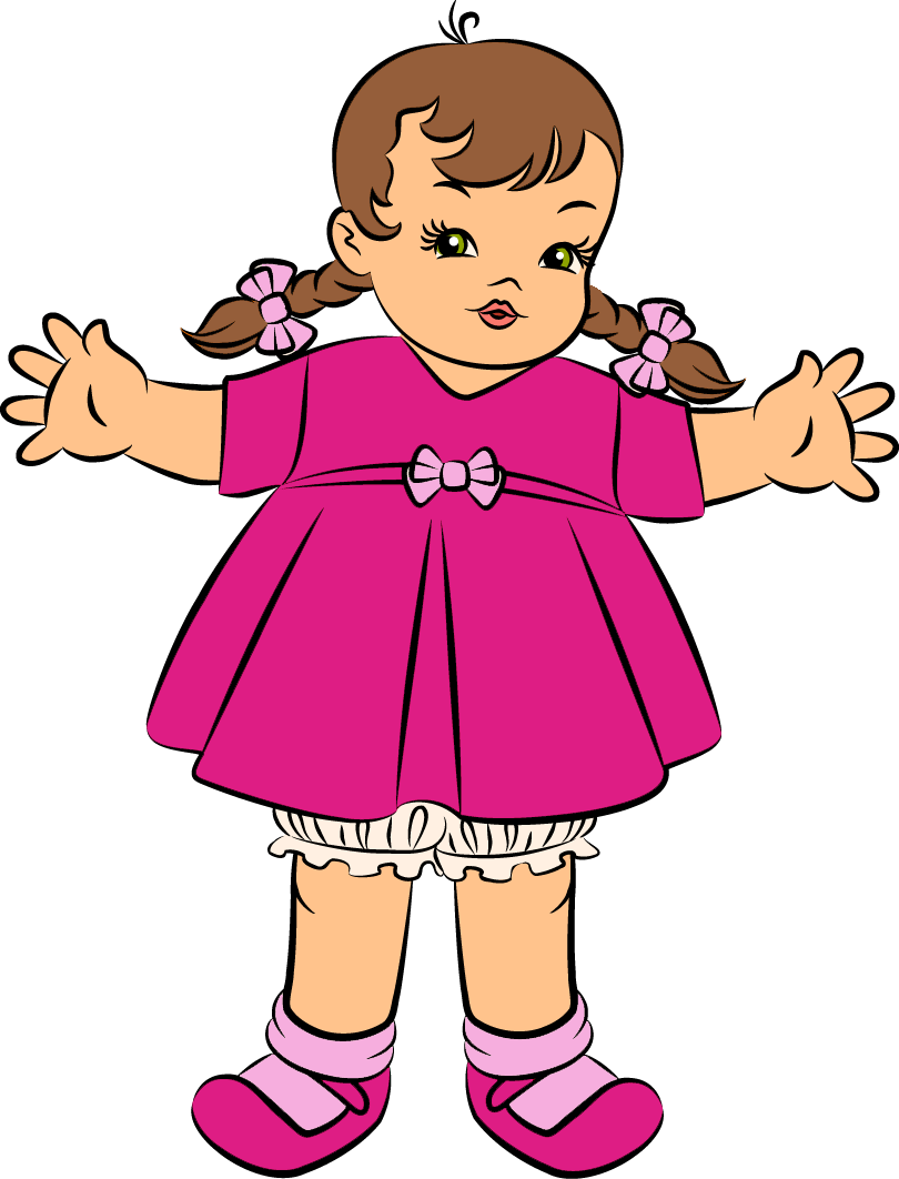 Cartoon Toddler Dollin Pink Dress PNG