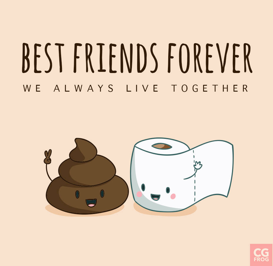 Cartoon Toilet Paper And Poop Best Friend