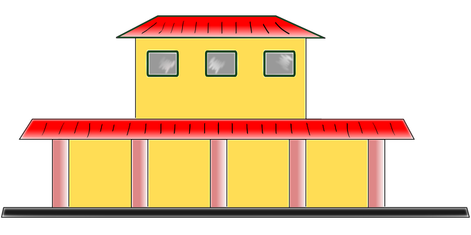 Cartoon Train Station Illustration PNG