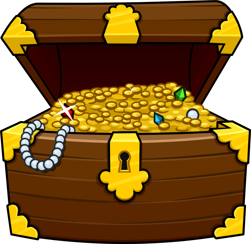 Cartoon Treasure Chest Fullof Goldand Jewels.png PNG