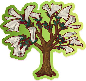 Cartoon Tree With Plastic Bags PNG
