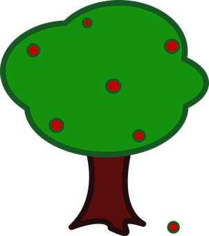 Cartoon Treewith Red Dots PNG