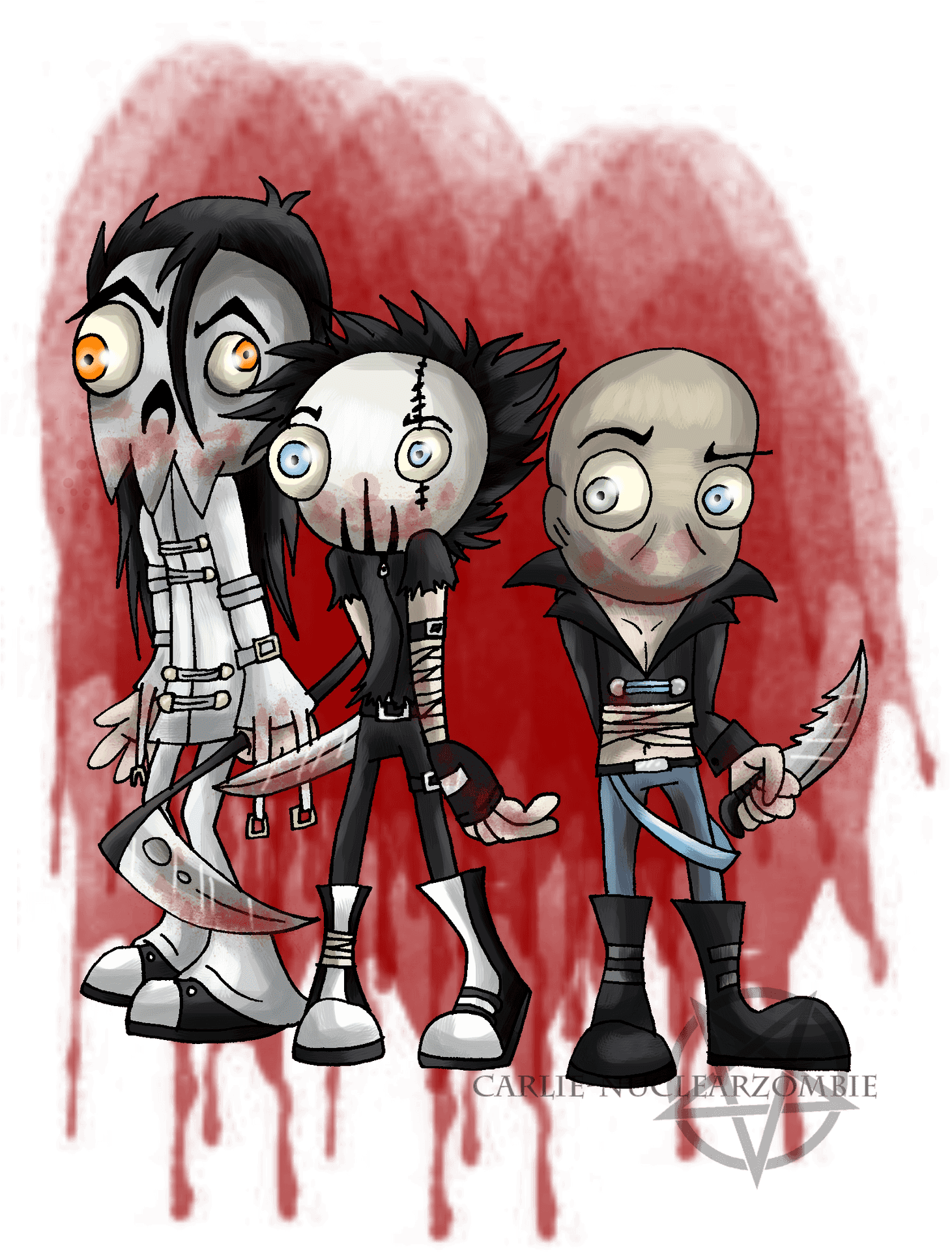 Cartoon Trioof Horror Characters PNG