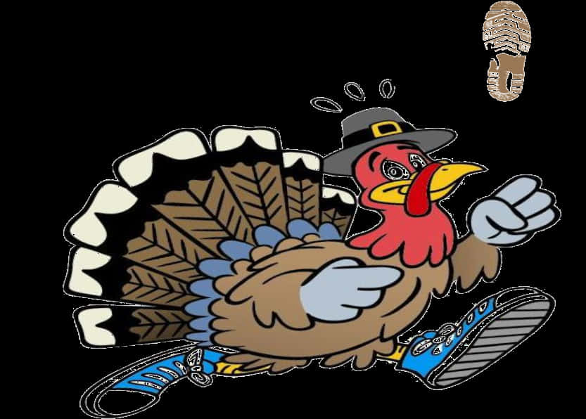 Cartoon Turkey Escaping Thanksgiving PNG