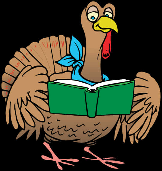 Cartoon Turkey Reading Book PNG