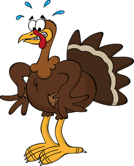 Cartoon Turkey Sweating Fear PNG