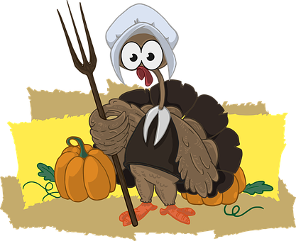 Cartoon Turkeyin Pilgrim Outfit PNG