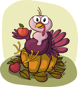 Cartoon Turkeywith Apples PNG