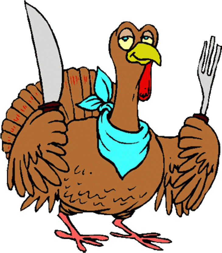 Cartoon Turkeywith Knifeand Fork PNG