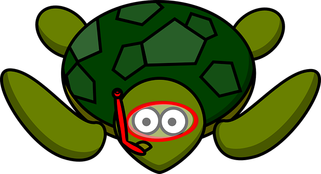 Cartoon Turtle Diving Illustration PNG