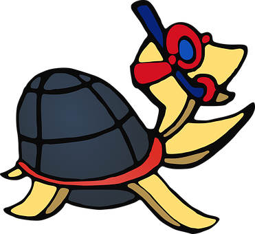 Cartoon Turtle With Snorkel Gear PNG