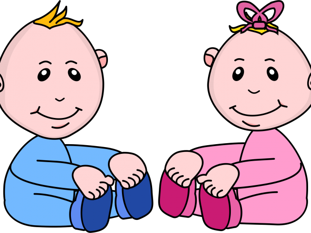 Cartoon Twin Babies Sitting PNG