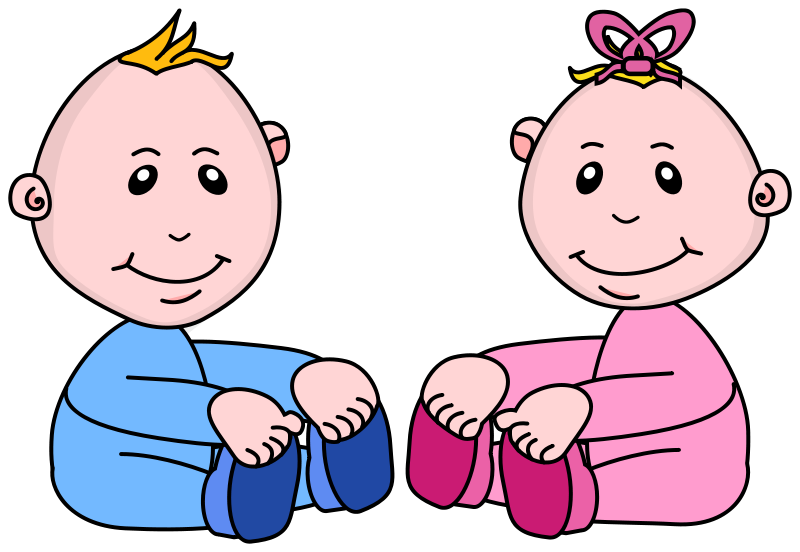 Cartoon Twin Babies Sitting PNG