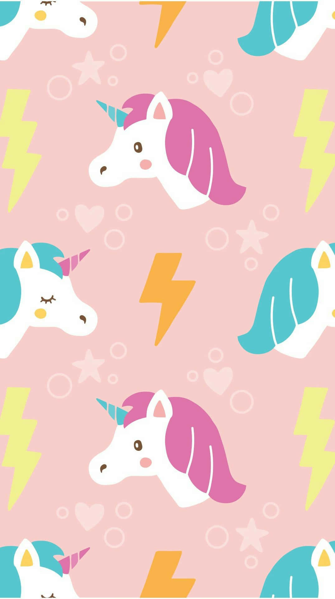 A Pink Unicorn Pattern With Lightning Bolts