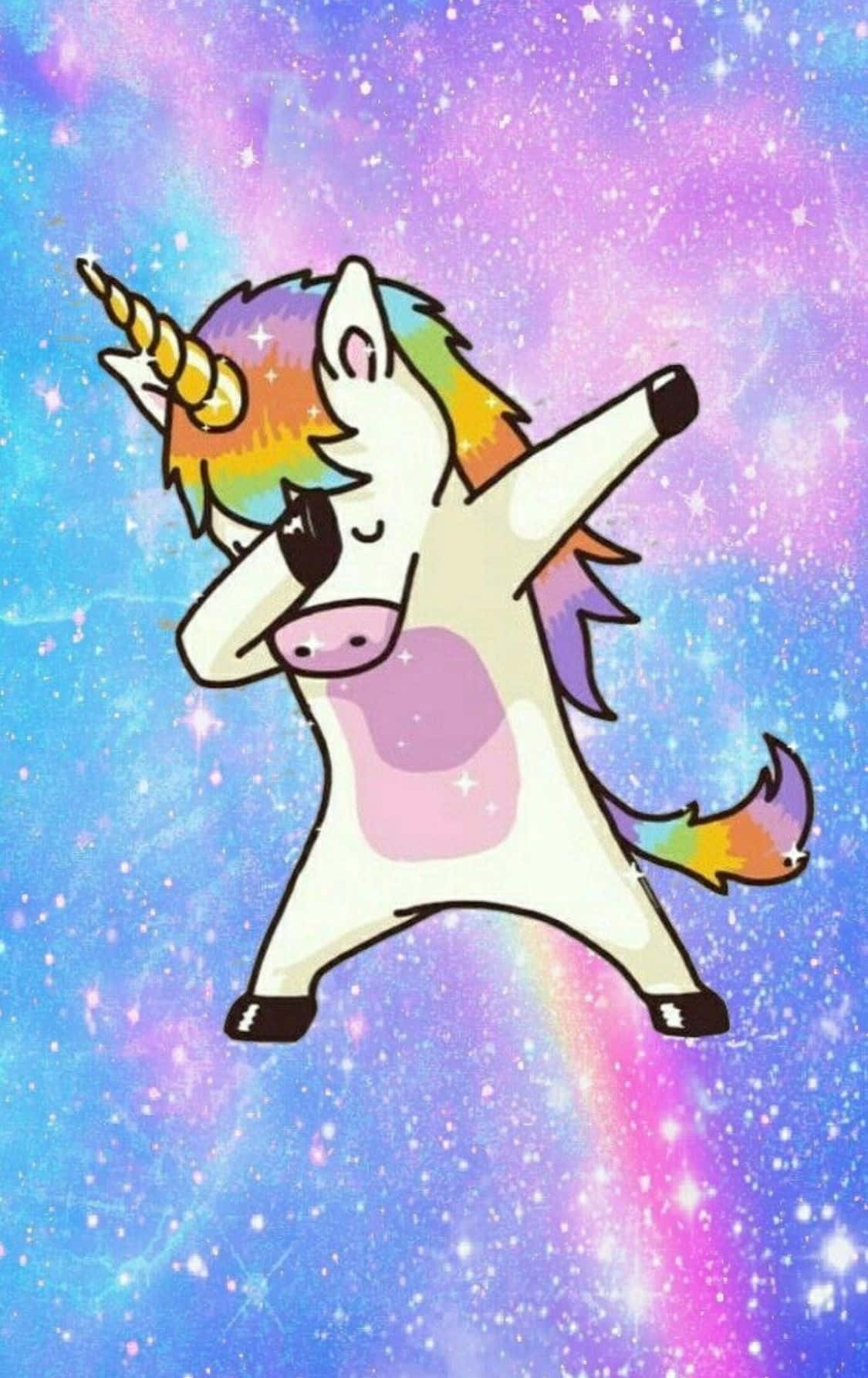 A Cartoon Unicorn Is Dancing In Space