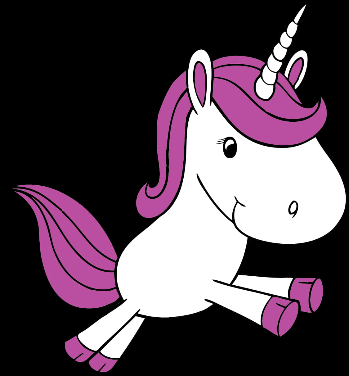 Cartoon Unicorn Purple Mane Tail PNG