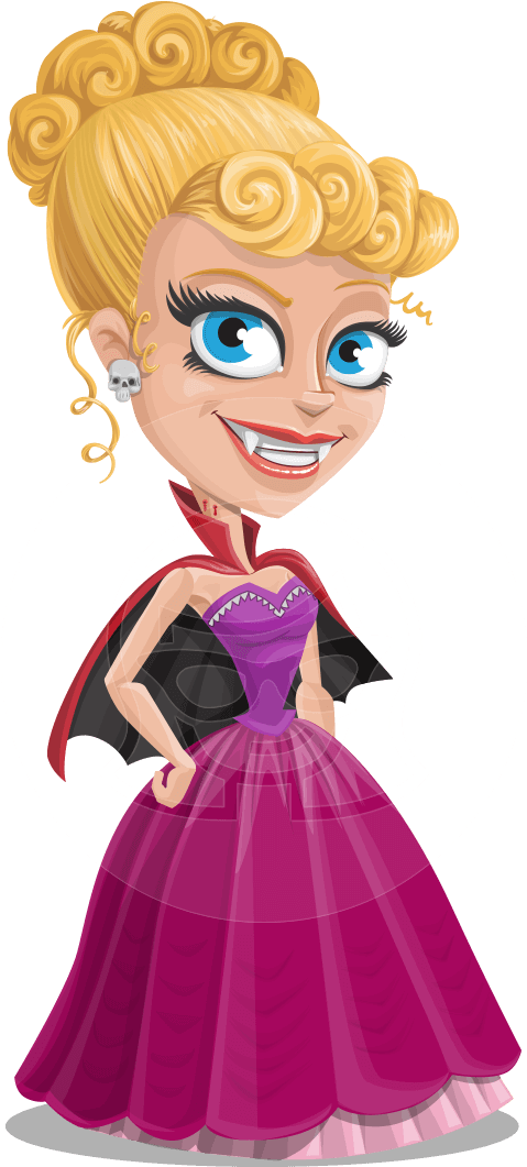 Cartoon Vampire Ladyin Gown PNG